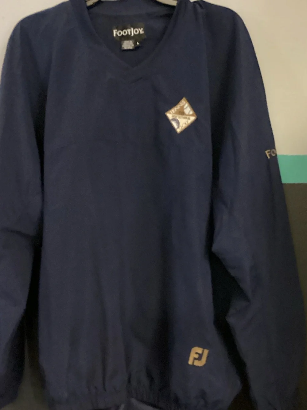 FootJoy Kids Navy V-Neck Windshirt with Gold Logos